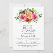 Aquarelle rose Floral Invitations de douche nuptia (Devant)