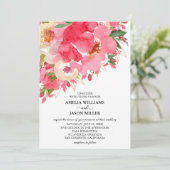 Aquarelle rose Floral Invitations de mariage (Debout devant)