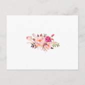 Aquarelle rose Floral Mariage Grande carte réservé (Dos)