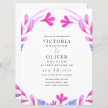 Aquarelle rose Floral Mariages Invitations