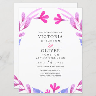 Aquarelle rose Floral Mariages Invitations