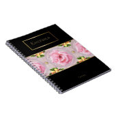 Aquarelle rose Floral Monogramme Nom Carnet (Côté Droit)