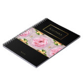 Aquarelle rose Floral Monogramme Nom Carnet (Côté gauche)