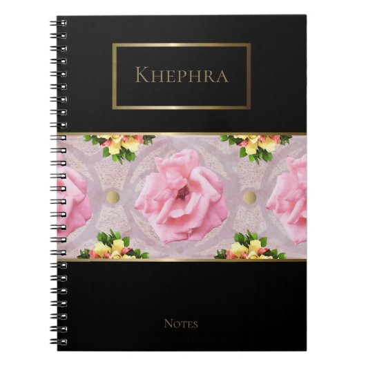 Aquarelle rose Floral Monogramme Nom Carnet (Devant)