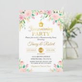 Aquarelle rose Floral Or Invitation de chauffage d (Debout devant)