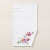 Aquarelle rose floral personnalisé (Serviette à main)