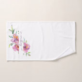 Aquarelle rose floral personnalisé (Serviette à main)