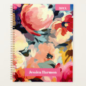 Aquarelle rose Floral Planificateur hebdomadaire e (Devant)