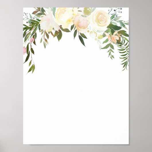 Aquarelle Rose Floral Poster - Ajouter votre propr (Devant)
