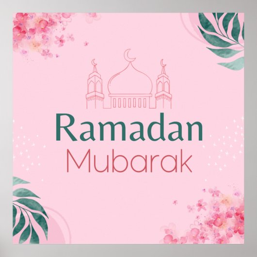 Aquarelle rose Floral Ramadan Moubarak Poster (Devant)