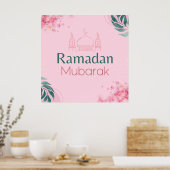 Aquarelle rose Floral Ramadan Moubarak Poster (Cuisine)