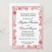 Aquarelle Rose Floral Rehearer Dîner Invitation (Devant / Derrière)