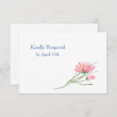 Aquarelle Rose Floral Wedding RSVP (Devant / Derrière)