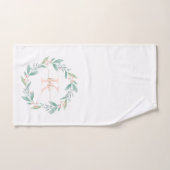 Aquarelle rose Floral Wreath Monogramme (Serviette à main)