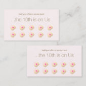 Aquarelle rose florale 10 pointes fidélité client (Devant / Derrière)