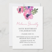 Aquarelle rose florale 50e anniversaire Invitation (Devant)