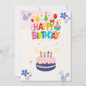 Aquarelle rose florale Carte d'invitation d'annive (Devant)