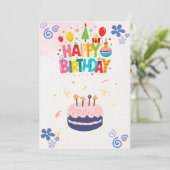 Aquarelle rose florale Carte d'invitation d'annive (Debout devant)