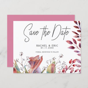Aquarelle rose florale Enregistrer la carte de dat