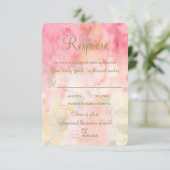 Aquarelle rose florale Mariage officiel RSVP Répon (Debout devant)