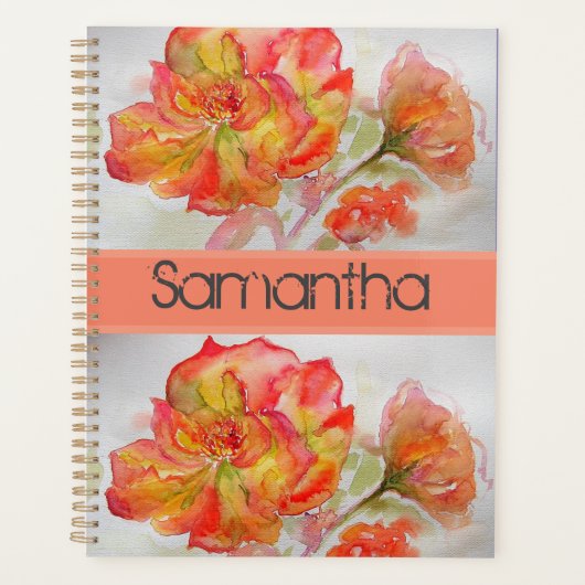 Aquarelle rose Florale Orange Carnet rose Peach (Devant)