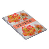 Aquarelle rose Florale Orange Carnet rose Peach (Côté Droit)