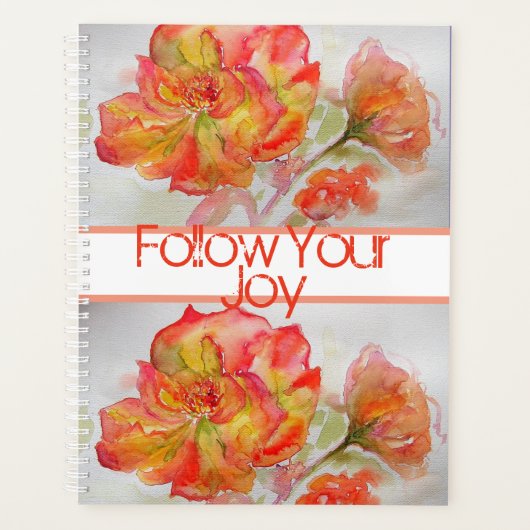 Aquarelle rose Florale Orange Suivez votre joie (Devant)