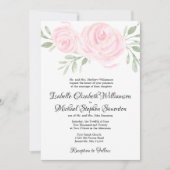 Aquarelle rose formelle Invitations de mariage flo (Devant)