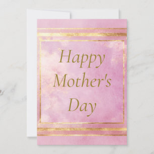 Aquarelle rose & Gold Foil Carte de fête des mères