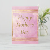 Aquarelle rose & Gold Foil Carte de fête des mères (Debout devant)