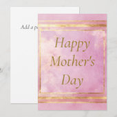 Aquarelle rose & Gold Foil Carte de fête des mères (Devant / Derrière)