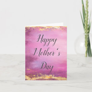 Aquarelle rose & Gold Foil Trim Carte de fête des