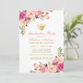 Aquarelle rose Gold Invitation de la partie de gra (Debout devant)