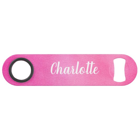 Aquarelle rose Gradient Ombre Nom personnalisé (Devant (Horizontal))