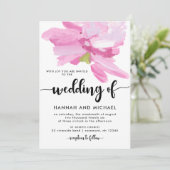 Aquarelle rose gras Faire-part de mariage florale (Debout devant)