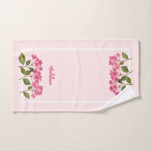 Aquarelle rose Hydrangée Lacecaps Illustration (Serviette à main)