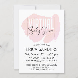 Aquarelle rose Invitation Baby shower virtuel