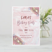 Aquarelle rose Invitation de fête d'anniversaire (Debout devant)