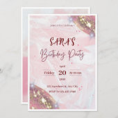 Aquarelle rose Invitation de fête d'anniversaire (Devant / Derrière)