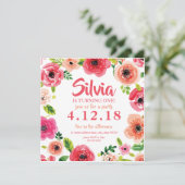 Aquarelle rose Invitation florale (Debout devant)