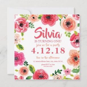 Aquarelle rose Invitation florale