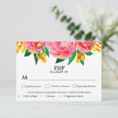 Aquarelle rose jaune Floral Wedal Cartes RSVP (Debout devant)