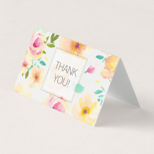 Aquarelle rose jaune Merci floral