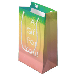 Aquarelle, Rose, Jaune, Sac Cadeau - Petit, Lustré