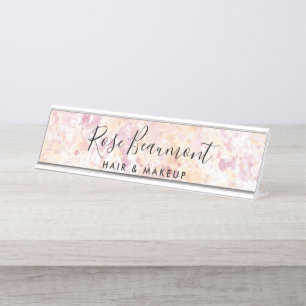 Aquarelle rose jaune Script Signature Nom Plaque