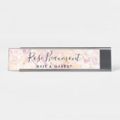 Aquarelle rose jaune Script Signature Nom Plaque (Devant)
