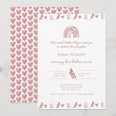 Aquarelle rose Juif Baby Naming Invitation (Devant / Derrière)