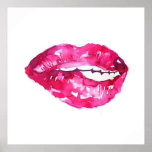 Aquarelle rose lèvres maquillage marque poster