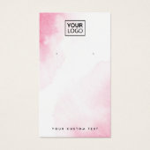 Aquarelle rose logo personnalisé carte d'affichage (Devant)