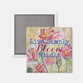 Aquarelle rose Lotus Live Simply Magnet (Recto/Verso)